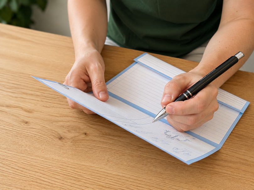 Der Befund und die Behandlungen werden dokumentiert